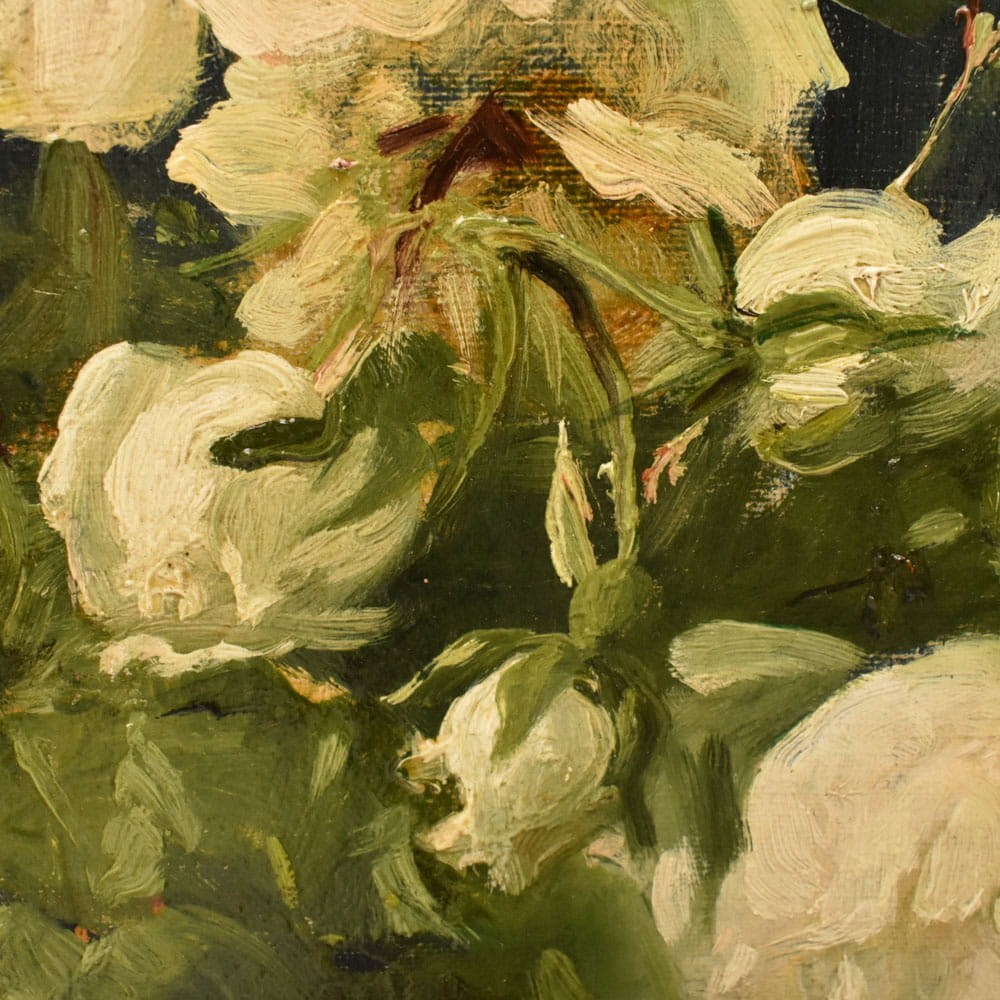 QF790 9 antique floral painting flower oil still life XIX 